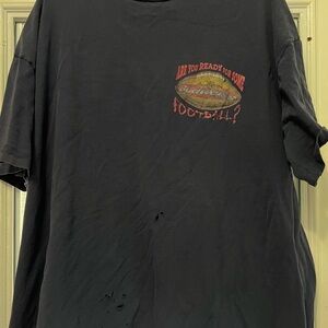 Vintage 90s Budweiser Frog Football T Shirt Anvil USA Made 3XL Distressed